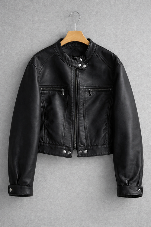 Classic Cropped Leather Jacket